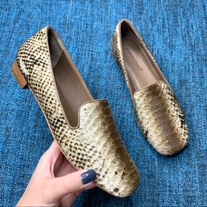Bernardo Emma Snake Embossed Genuine Calf Hair Loafer Flats Made in Brazil